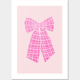 Hot Pink Gingham Romantic Coquette Bow Posters and Art